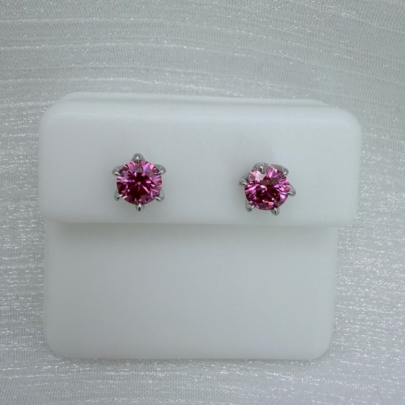 Venus and Vulcan Jewelry - Pink Round Crystal Stud Earrings - Women Jewelry Earrings